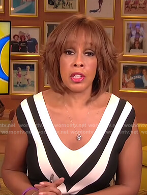 Gayle's black and white v-neck dress on CBS This Morning