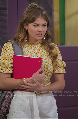 Gwenny's yellow eyelet top on Alexa & Katie