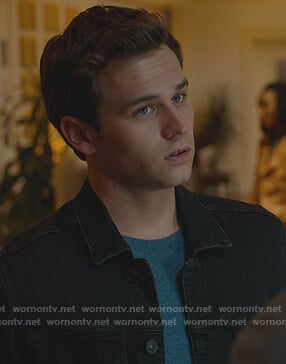 Justin's black denim jacket on 13 Reasons Why