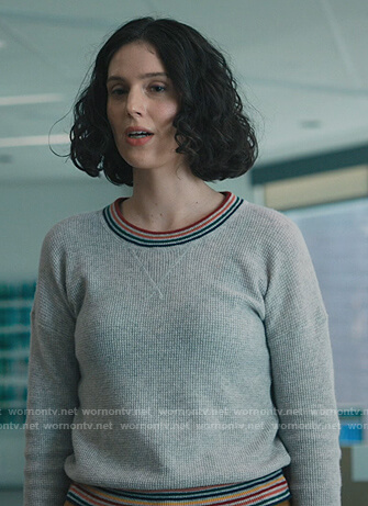 Rian's gray stripe trim sweatshirt on Billions