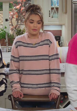 Alexa's pink stripe sweater on Alexa & Katie