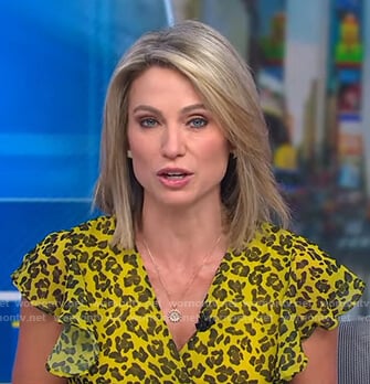 Amy's yellow leopard print wrap dress on Good Morning America