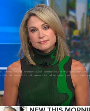 Amy's green ribbed turtleneck dress on Good Morning America