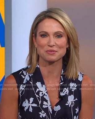 Amy's navy floral wrap dress on Good Morning America