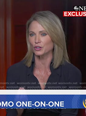Amy's navy v-neck blouse on Good Morning America