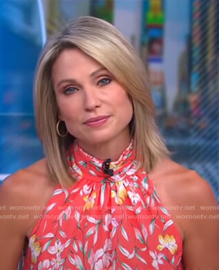 Amy's red floral halter dress on Good Morning America