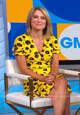 Amy's yellow floral wrap dress on Good Morning America