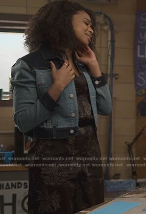 Ani's black floral jumpsuit on 13 Reasons Why