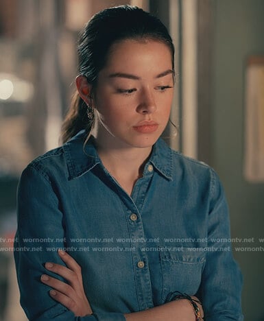 Annie's blue chambray shirt on Sweet Magnolias