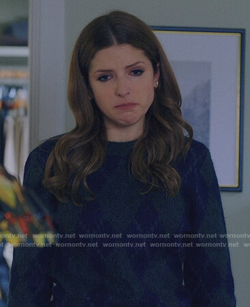 Darby's green argyle sweater on Love Life