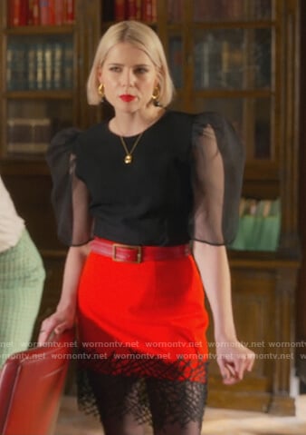 Astrid's black tulle top on The Politician