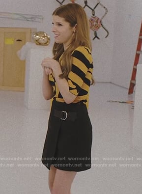 Darby's yellow striped short sleeve sweater on Love Life