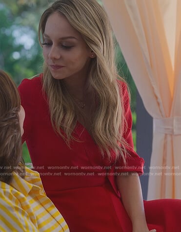 Carla's red wrap dress on Elite