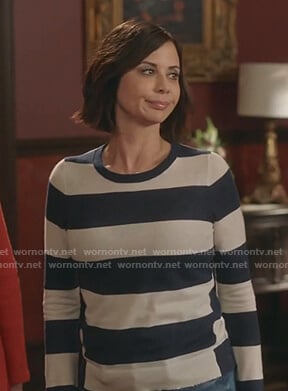 Cassie's white and navy striped sweater on Good Witch