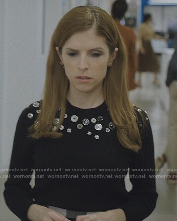 Darby's black button detail sweater on Love Life
