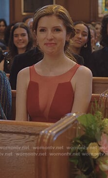 Darby's red mesh panel dress on Love Life