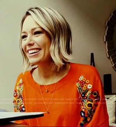 Dylan's orange floral embroidered sweater on Today
