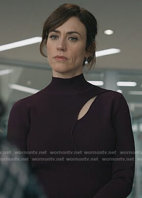 Wendy's burgundy cutout sweater on Billions