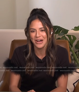 Erin's black fur-trim tee on E! News Daily Pop