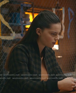 Estela's checked bomber jacket on 13 Reasons Why