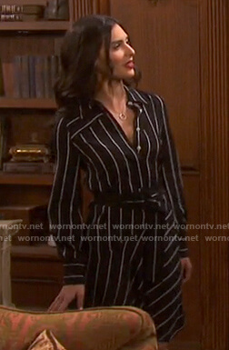 Gabi's black striped shirtdress on Days of our Lives