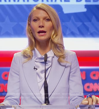 Georgina's violet satin blouse on The Politician