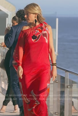 Georgina's red floral maxi kaftan dress