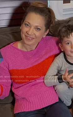 Ginger's pink and red colorblock sweater on Good Morning America