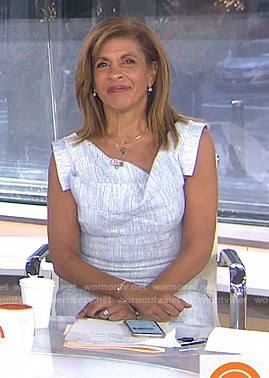 Hoda's white asymmetric neck dress on Today