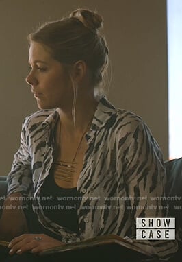 Isobel's white zebra print blouse on Roswell New Mexico