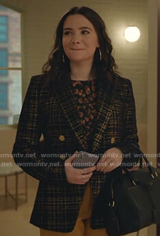 Jane's metallic plaid blazer on The Bold Type