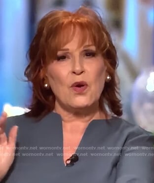 Joy's gray split neck blouse on The View