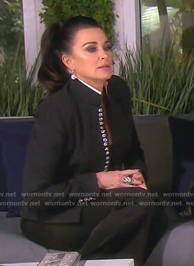 Kyle's black jewel button jacket on The Real Housewives of Beverly Hills
