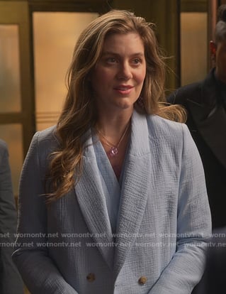 McAfee's blue textured blazer on The Politician