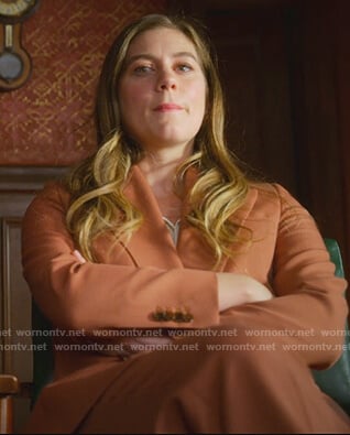 McAfee's coral blazer and pants on The Politician