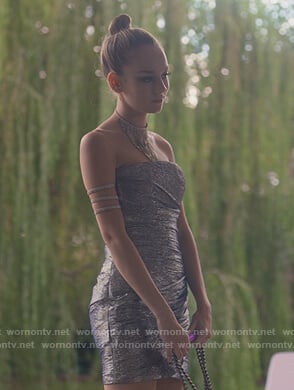 Carla's metallic strapless mini dress on Elite