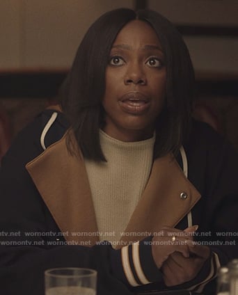 Molly's navy contrast jacket on Insecure