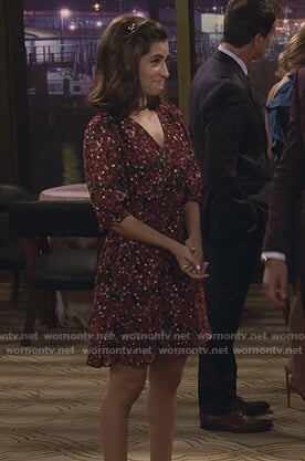 Ramona's red floral v-neck dress on Fuller House