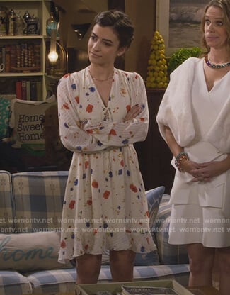 Ramona's white floral lace-up dress on Fuller House