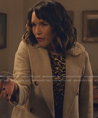 Sara's ivory herringbone coat on Love Life