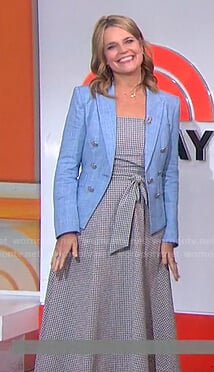Savannah's blue blazer and gingham check dress on Today