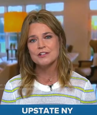 Savannah's white and yellow stripe knit top on Today