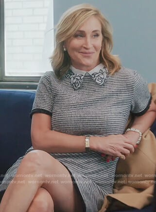 Sonja's mini dress with embroidered collar on The Real Housewives of New York City