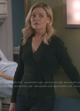 Stephanie's green wrap sweater on Good Witch