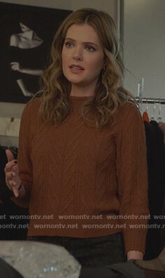 Sutton's brown chevron sweater on The Bold Type