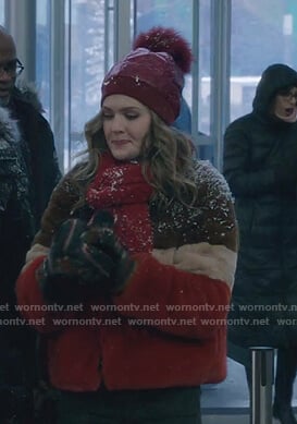Sutton's colorblock fur jacket on The Bold Type
