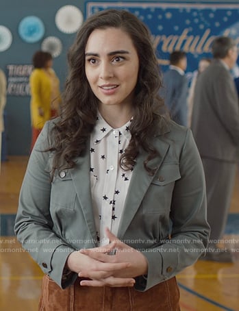 Heidi white star print blouse on 13 Reasons Why