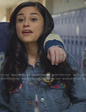 Yolanda's rainbow trim denim jacket on Stargirl