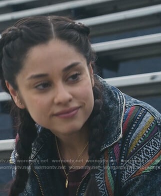 Yolanda's embroidered trim denim jacket on Stargirl