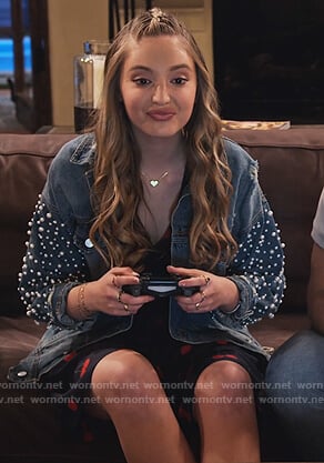 Brooke's pearl embellished denim jacket on The Expanding Universe of Ashley Garcia